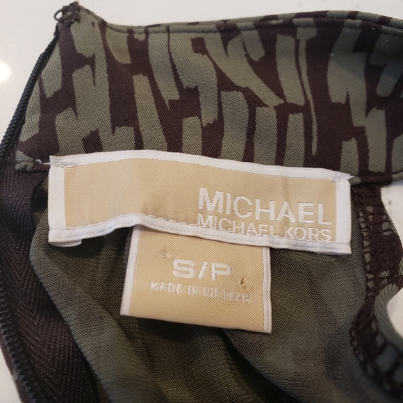 Michael Kors Sleeveless Blouse Brown Army Green - Picture 7 of 8
